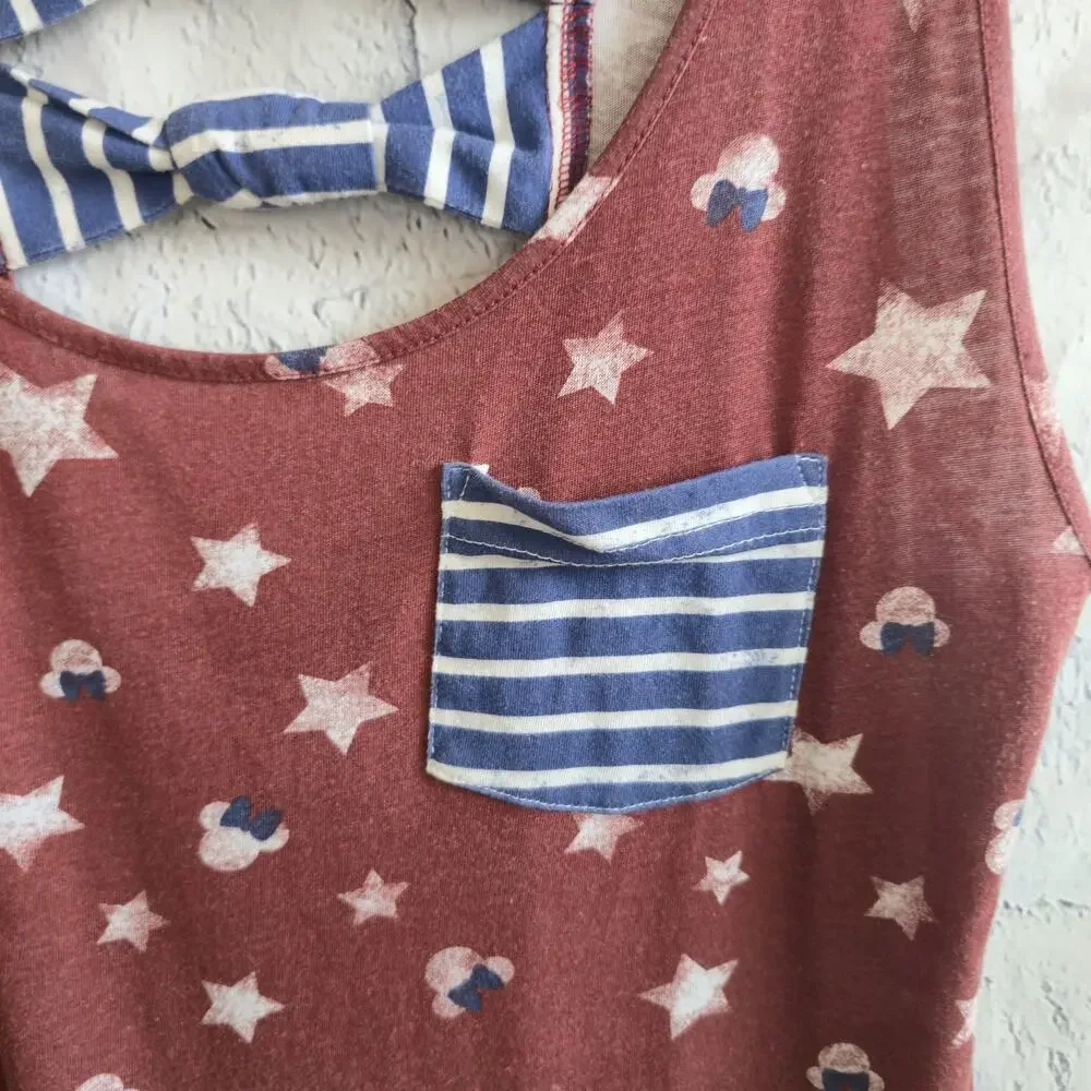 Disney Women's Patriotic American Flag Stars & Stripe Minnie Mouse Tank